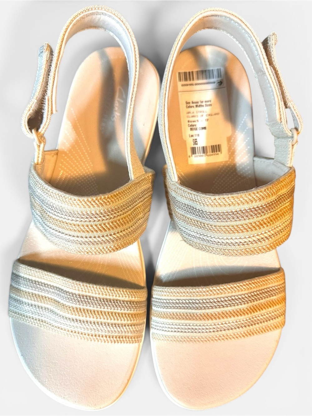 Clarks Cream Elastic Strap Slingback Sandals
